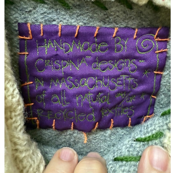 AS‎ IS Crispina FFrench Designs OS Handmade Patchwork Art-to-Wear Hoodie Sweater - Picture 3 of 16